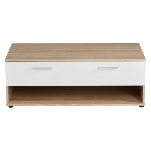 Table basse TOLEDO décor chêne sonoma et blanc vue de face