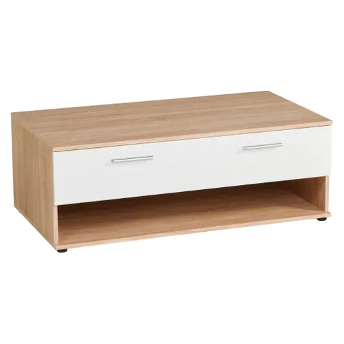 Table basse TOLEDO décor chêne sonoma et blanc vue 3/4
