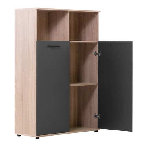 Buffet haut 2 portes/2 niches TOLEDO décor chêne sonoma/ gris