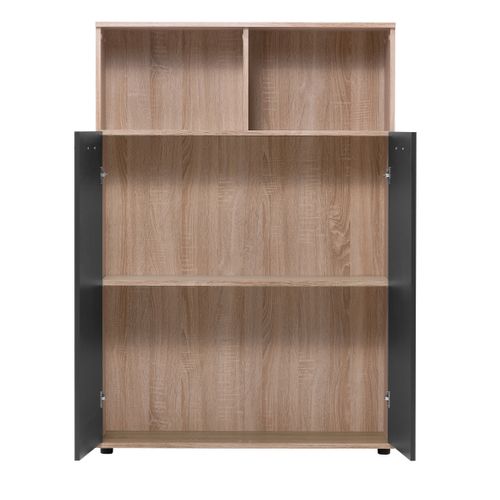 Buffet haut 2 portes/2 niches TOLEDO décor chêne sonoma/ gris