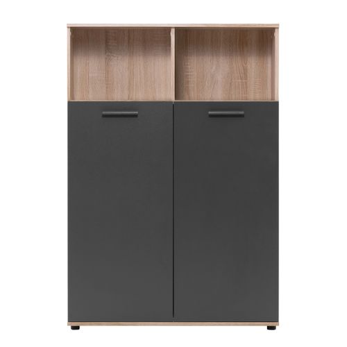 Buffet haut 2 portes/2 niches TOLEDO décor chêne sonoma/ gris