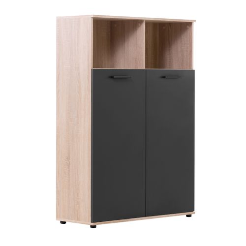 Buffet haut 2 portes/2 niches TOLEDO décor chêne sonoma/ gris