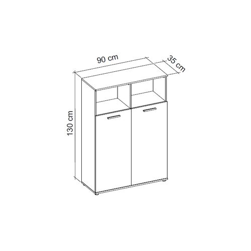 Buffet haut 2 portes/2 niches TOLEDO décor chêne sonoma/ gris