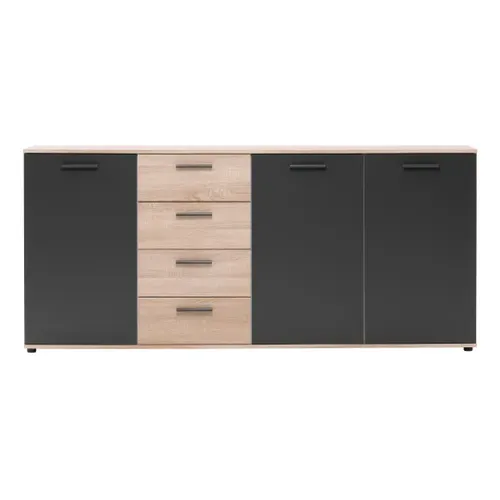 Buffet 3 portes/4 tiroirs TOLEDO décor chêne sonoma/gris