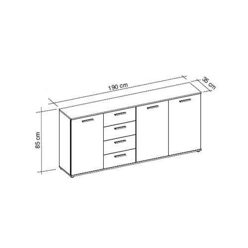 Buffet 3 portes/4 tiroirs TOLEDO décor chêne sonoma/gris