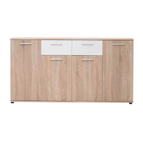 Buffet 4 portes/2 tiroirs TOLEDO décor chêne sonoma/blanc
