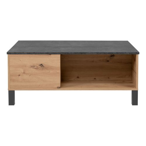 Table basse plateau relevable COMO Imitation béton/ chêne