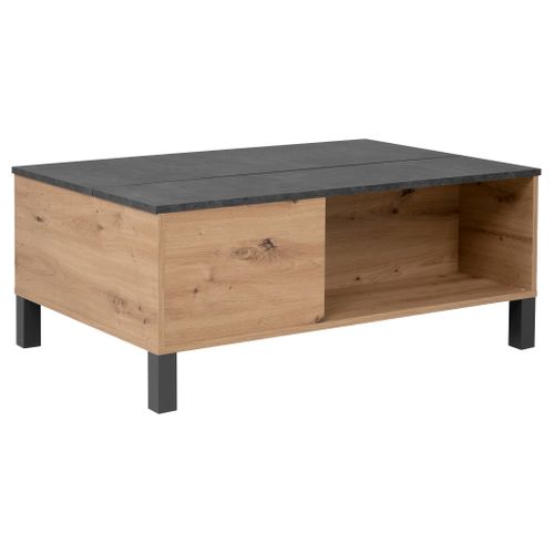 Table basse plateau relevable COMO Imitation béton/ chêne