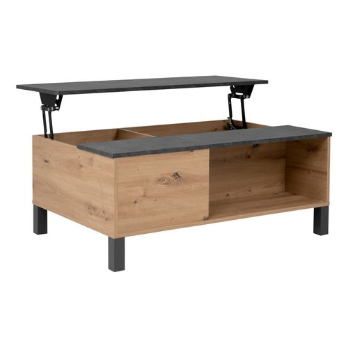 Table basse plateau relevable COMO Imitation béton/ chêne