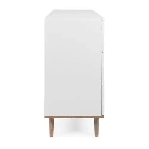 Commode Göteborg 6 Tiroirs  Décor Chene Sonoma Blanc  L 120 X P 40 X H 86,5 Cm