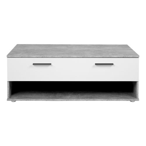 Table basse TOLEDO imitation béton/ blanc vue de face
