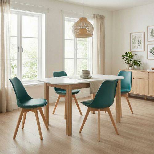 Table L.120/160 rectangulaire  TOLEDO 2 décor chêne sonoma/blanc vue d'ambiance 1