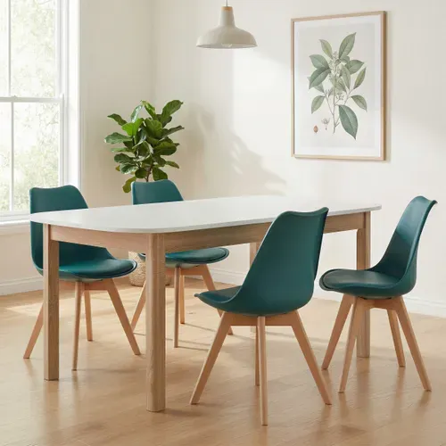 Table L.160/200 rectangulaire TOLEDO 2 décor chêne sonoma/blanc vue d'ambiance 1