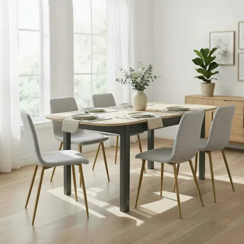 Table L.160/200 rectangulaire TOLEDO 2 décor chêne sonoma/gris vue d'ambiance 1