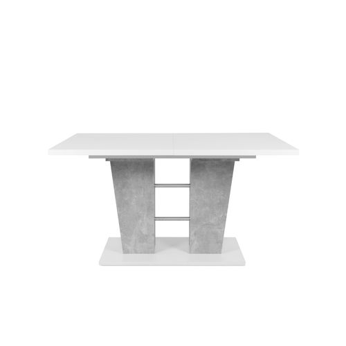 Table extensible L.140 à 180 cm LEXIE blanc et imitation béton