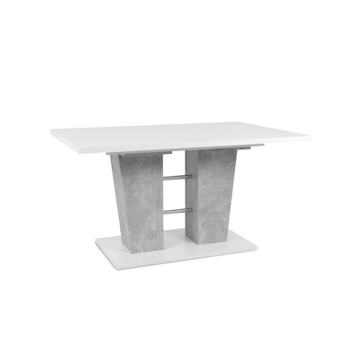 Table extensible L.140 à 180 cm LEXIE blanc et imitation béton