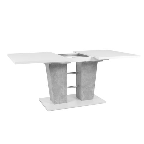 Table extensible L.140 à 180 cm LEXIE blanc et imitation béton