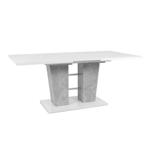 Table extensible L.140 à 180 cm LEXIE blanc et imitation béton