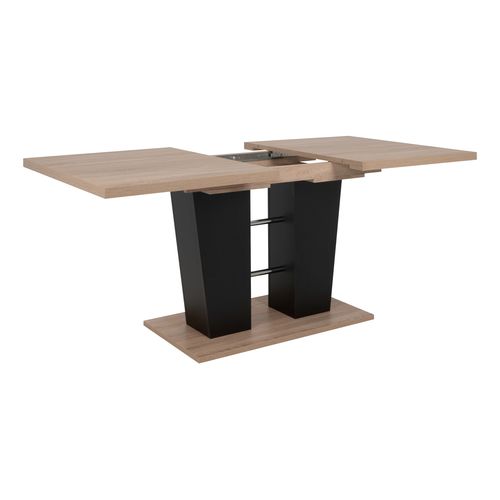Table extensible L.140 à 180 cm LEXIE imitation chêne et noir