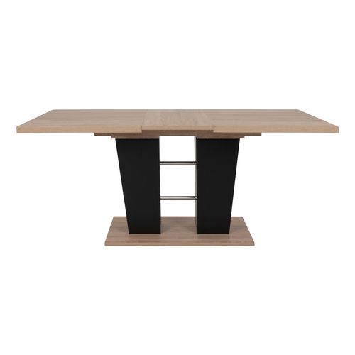 Table extensible L.140 à 180 cm LEXIE imitation chêne et noir