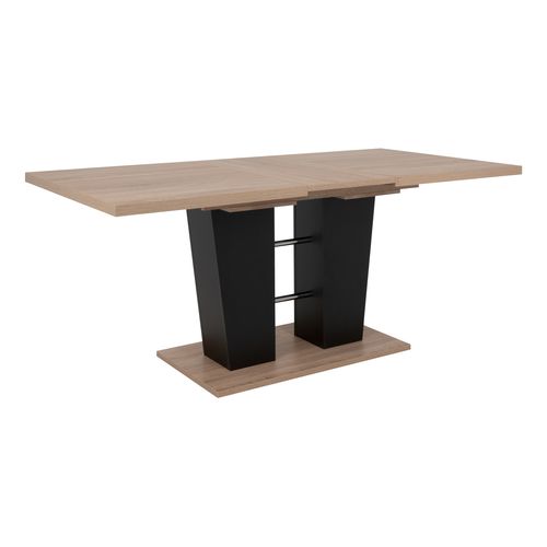 Table extensible L.140 à 180 cm LEXIE imitation chêne et noir