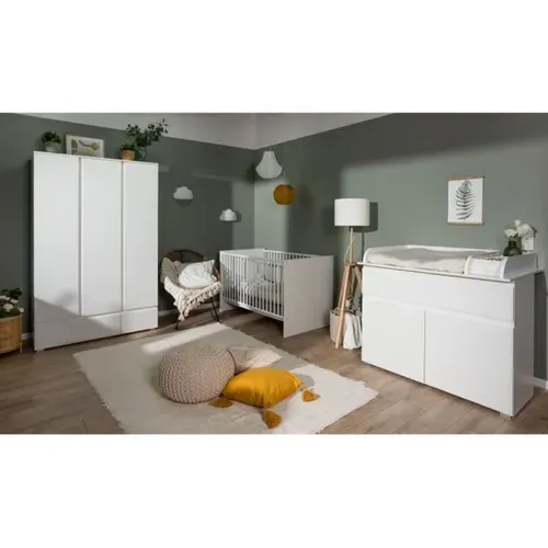 Armoire Image 60a - 2 Portes Battantes - 2 Tiroirs - Blanc Mat - L80 X H191 X P55 Cm