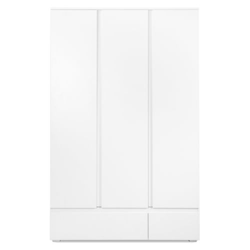 Armoire 3 portes 2 tiroirs L. 120 cm LUMIA Blanc