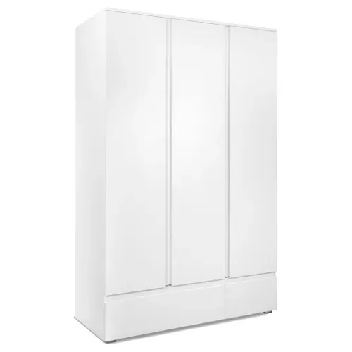 Armoire 3 portes 2 tiroirs L. 120 cm LUMIA Blanc