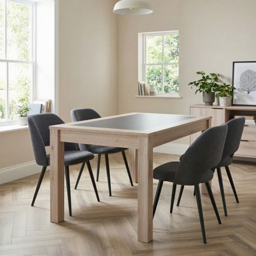 Table L.120 cm MALTA imitation chêne et béton vue d'ambiance 1