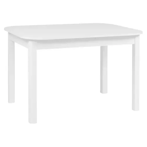 Table L.120/160 rectangulaire TOLEDO blanc brillant vue 3/4