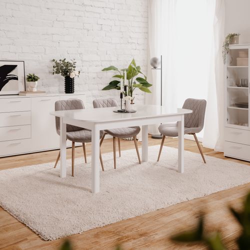 Table L.160/200 rectangulaire TOLEDO blanc brillant