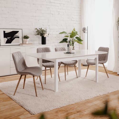 Table L.160/200 rectangulaire TOLEDO blanc brillant