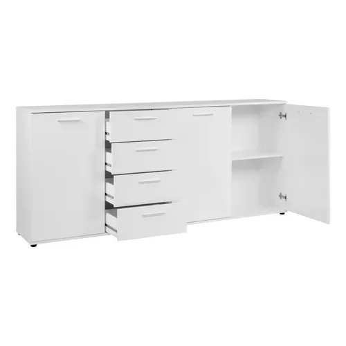 Buffet 3 portes/4 tiroirs TOLEDO blanc brillant