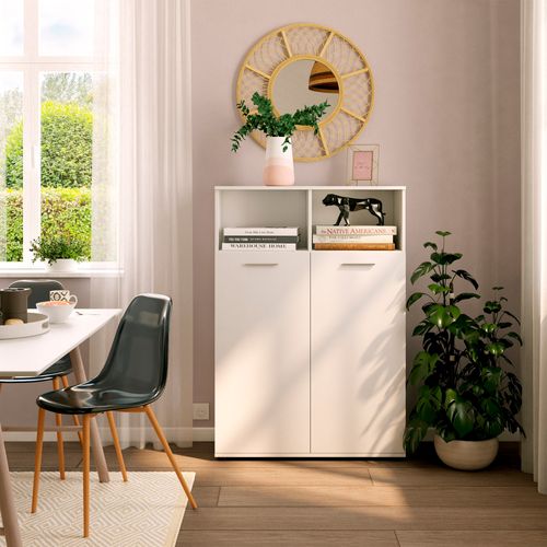 Buffet haut 2 portes TOLEDO blanc brillant