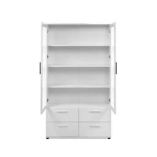 Vitrine 2 portes/ 2 niches TOLEDO blanc brillant