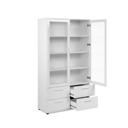 Vitrine 2 portes/ 2 niches TOLEDO blanc brillant