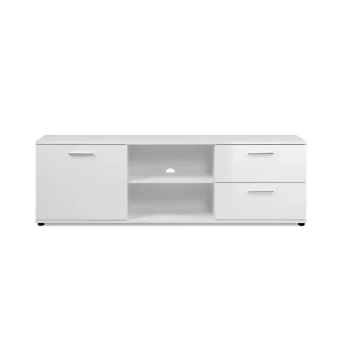 Meuble TV L.160 cm TOLEDO blanc brillant vue de face