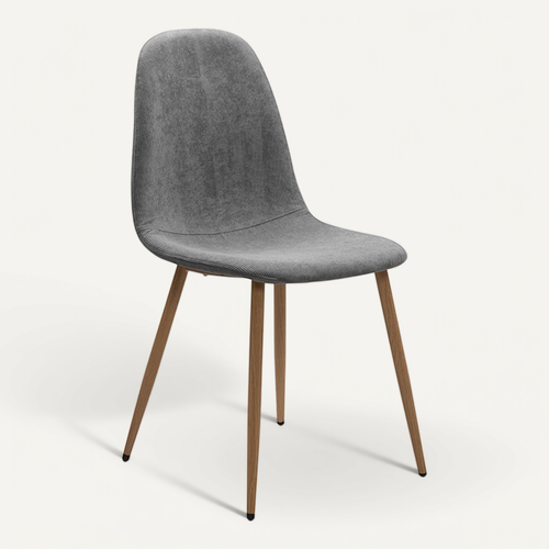 Chaise Velours Gris Pieds Métal Anya