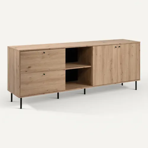 Meuble TV LUGANO Imitation chêne vue 3/4