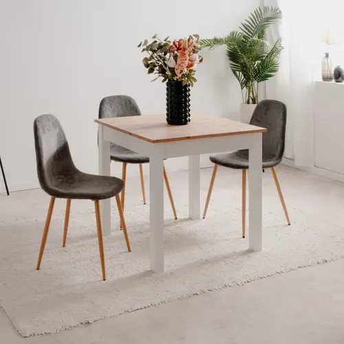 Table extensible L. 80/120 cm DORA Imitation chêne/ blanc