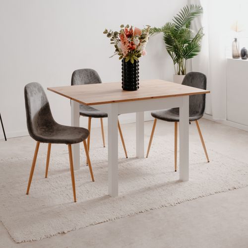 Table extensible L. 80/120 cm DORA Imitation chêne/ blanc