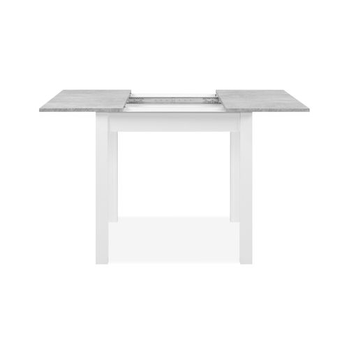 Table extensible L. 80/120 cm DORA Imitation béton/blanc