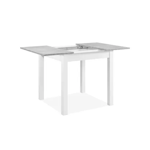 Table extensible L. 80/120 cm DORA Imitation béton/blanc