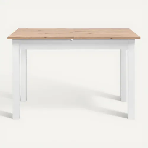 Table extensible L. 120/160 cm DORA Imitation chêne et blanc vue de face