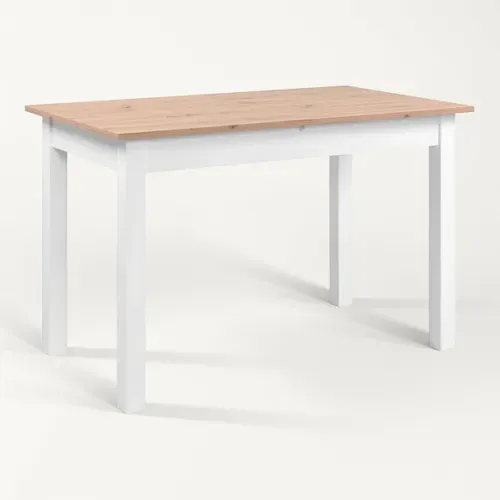 Table extensible L. 120/160 cm DORA Imitation chêne et blanc vue 3/4