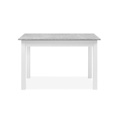 Table extensible L. 120/160 cm DORA Imitation béton et blanc