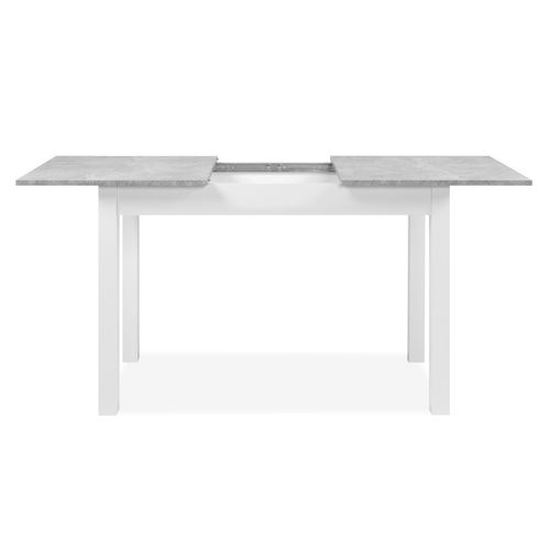 Table extensible L. 120/160 cm DORA Imitation béton et blanc