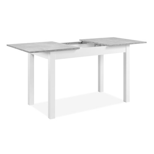 Table extensible L. 120/160 cm DORA Imitation béton et blanc