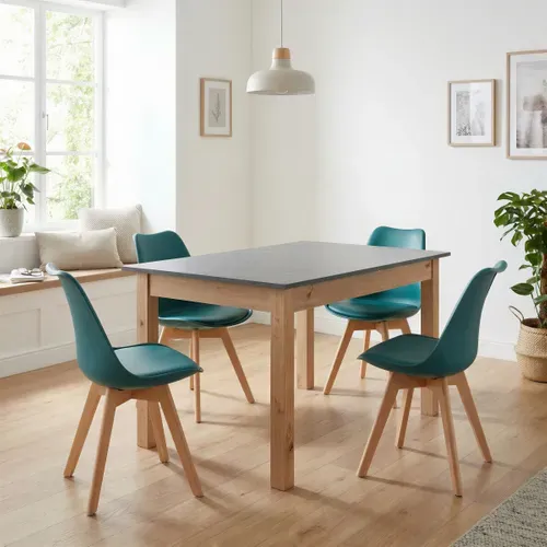 Table extensible L. 120/160 cm DORA Imitation chêne et gris