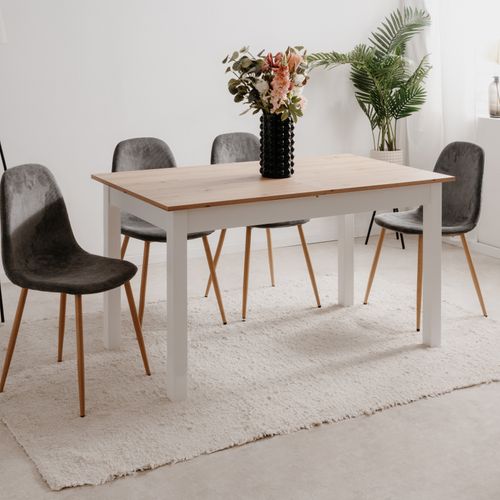 Table extensible L. 140/180 cm DORA Imitation chêne /blanc
